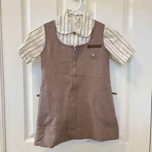 Vintage Girl Scouts Brownie Uniform Jumper Dress and Blouse Pin Set Girls Size 7